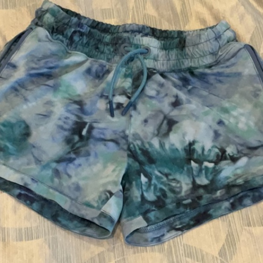 ATHLETA GIRL All Play 3" Tie Dye Unstoppable Blue Multi Shorts